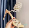 Sandaler Y Crystal Lamp Pendant Rhinestone Twining Foot Ring High Heeled Designer Shoes Top Quality Flash Silver