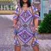Casual jurken Summer 2023 Women's 3d geprinte dames V - nekjurk Boheemse stijl losse mode -Afrikaanse meisjes