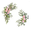 Decoratieve bloemen 2 sets bruiloft welkom bord decor bloemen kunstmatige roos slinger muur hangen bloemen arrangement kerstfeestje huis