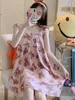 Women's Sleepwear Summer Roud-Neck Plus Size Sleep Cotton Cute Vintage Sexy Nightgown Slip Strap Short Sleeve Women'Dress Pink