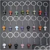 Key Rings Mini Mushroom Statue Chains Natural Stone Carved Charms Keychains Healing Crystal Keyrings For Women Men Drop Delivery Jew Otatr