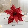 Dekorativa blommor Sequin Artifical Christmas Tree Decorations for Home Fake Champagne Red Flower Xmas Ornaments Decor