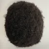 6 polegadas de cabelo de cabelo de cabelo humano virgem indiano 150% Raiz de 4 mm Afro Male Wigs Unidade de renda cheia para homens negros