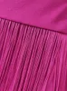 Jurk Kantoor Dames Nieuw Roze Rood Fringe Sexy Jurk Dames 2023 Lente Zomer Mode Knielengte Slanke Feestavondjurken XXL Kwasten