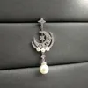 Orecchini a bottone S925 Sterling Silver Single Moon Star Female Pendant Pearl Fashion Gioielli marocchini in stile classico boemo