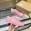 Luxury Designer Women Shoes Word Leather Lace Up Yellow Blue Pink Sneaker Leathers Lining Rubber Sole Size 35-39