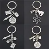 1PC Apple Charms Words Microscope biological keychains keychains biology chemistry teachister gift keyring