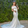 Wedding Dress MULOONG Elegant Strapless Off The Shoulder Sleeveless Pleat Mermaid Long Floor Length Sweep Train Backless Gown