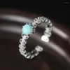 Cluster Rings JZ211 Zfsilver Thai Silver 925 Fashion Elegant Hetian Jade South Red Agate Turquoise Hollow Chain Round Ring Women Wedding Wedding