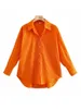 Women's Blouses Shirts TRAF Women Fashion Loose Asymmetry Poplin Blouses Vintage Long Sleeve Button-up Female Shirts Blusas Chic Tops 230516