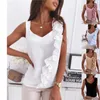 Dames blouses zomer eenvoudige mouwloze v-neck open rug ruche wit top shirt dames blusas de mujer bonitas ybaratas blusa grande 2023