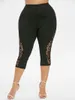 Legging Femme L-5X Quotidien Basique Pour Femme Grande Taille Gothique Crâne Dentelle Panneau Taille Haute Capri Surdimensionné