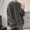 Heren Hoodies Wafle Sweater Men 2023 Leer- en herfst Hong Kong -stijl paar Round Neck Tops Jacket