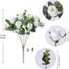 Fleurs décoratives Artificielle Mini Rose Et Eucalyptus Bouquets De Fleurs Soie Verdure Décor Pour Mariage Maison En Plein Air 4 Bouquets