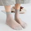 Socks Hosiery 5 Pairs Anti-snagging Silk Women Summer Transparent Socks Cotton Single Non-Slip Seamless Thin Elastic Breathable Nylon Socks P230516