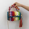 Shoulder Bags Cloth Line Set Hand made by Female Fashion Single Lady Inclined 230426