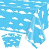 Table Cloth 1PC Blue Sky White Clouds Tablecloth 137 274cm Plastic Disposable Rectangle Cover For Wedding Cartoon Birthday Party Decor