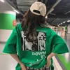 T-shirts voor heren Dayifun vrouwelijke korte mouw tops groene tee hip pop mode brief printen t-shirt universitaire zomer mannen vrouwen o nek losse t shirt j230516