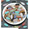 Charms Natural Agate Crystal Semiprecious Stone Gold Border Edge Egg Pendant For Jewelry Making Drop Delivery Findings Compon Dhgarden Dhfbm
