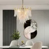 Candeliers pendente luzes folhas de vidro lustre lustre nórdico lâmpada de luxo para quarto restaurante de brilho de lustre el villa teto