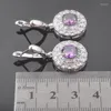 Collier boucles d'oreilles ensemble perles de cristal violet mariée pour femmes cadeau bague de mariage couleur argent et ensembles Q0271