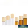 Amber Clear 1 ml 2 ml 3 ml 5 ml Roll op flesglasrol flesjes met plastic bamboe dop 600 pcs Lot Kwaliteit