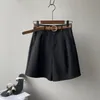 Women's Shorts MEXZT Belt Pure Cotton High Waist Wide Leg A Line Suit Office Lady Solid Loose Casual All Match Pants 230515