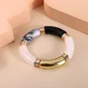 Bangle Retro Style Stretch Armband för kvinnor Kvinnlig marmorkornrör Temperament Harts Akryl Moderna smycken