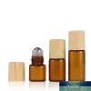 Amber Clear 1ml 2ml 3ml 5ml Roll On Bottle Glass Roller Vials with Plastic Bamboo Cap 600Pcs Lot Classic