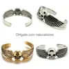 Cuff Men Fashion Gothic Stainless Steel Punk Skl Bracelet Drop Delivery Jewelry Bracelets Otv2R