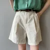 Women's Shorts MEXZT Belt Pure Cotton High Waist Wide Leg A Line Suit Office Lady Solid Loose Casual All Match Pants 230515
