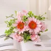 Decorative Flowers 1 Silk Sunflower Artificial Flower Mixed With Hydrangea Bouquet For Home Desk Decoration White Wedding Fake