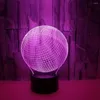 Ночные огни баскетбол 3D лампа 16 цветов Изменение светодиодных оптических иллюзий свет для детских спортивных поклонников подарки Акриловая USB -стола новинка