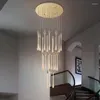 Kroonluchters hanglampen luxe moderne kristallen kroonluchter voor trap grote lamp goud druppel ontwerp lange villa lobby led hangende verlichting