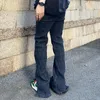 Мужские джинсы 2023 Мода лодыжка сплит -клетчатые растягиваемые мужчины тонкие брюки y2k одежда прямой хип -хоп эластичный талия панк брюки