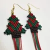 Boucles d'oreilles à tige Originales faites à la main tissées arbre de noël longues décorations et cadeaux de fête de vacances pour femmes à la mode