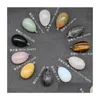 Charms Easter 20X30Mm Egg Statue Pendant Carved Decoration Quartz Healing Crystal Semiprecious Stone Jewelry Making Drop Del Dhgarden Dhhgi