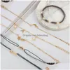 Bracelets De Charme 6 Pcs Mode Simple Amour Étoile À Cinq Branches Lune Combinaison Pierre Naturelle Chaîne Perle Bracelet Ensemble À La Main Bohème A Dhv6N