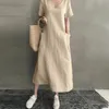 Casual Jurken Lente En Zomer Vrouwen Korte Mouw Diepe V-hals Causale Jurk Effen Losse Leisure Rok Elegante Mode Wijde Pijpen