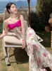 Abiti casual Donna Bretella Resort Style Super Fairy Floral Patchwork Bow Vneck Summer Evening Party Long Sundress Backless 230516