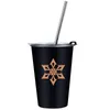 Water Bottles Anime Games Genshin Impact Cup Eye Of God Fire Wind Thunder Grass Ice Rock Cold Drink Stainless Steel Tea Straw