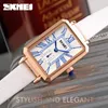 Moda SMAEL 9100 hombres casual lujo Deportes impermeables Skmei Retro Fashion Square Reloj de cuarzo para mujer 1764 Cuero clásico Dos manos y media Reloj de moda informal