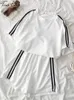 Kvinnors tvådelade byxor Summer Striped Tracksuit Set For Women Short Sleeve T Shirt Mini Shorts Two Piece Set Female Women's Sportwear Suit 230516