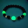 Strand 2023 Fashion Simple Glow In The Dark Blue Sand Crystal Women Charm Bracelet Jewelry Wholesale Star Moon Beaded Luminous