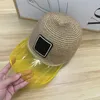 Summer straw woven designer ball cap fashionable candy colored acrylic brim couple vacation travel sun protection breathability casquette