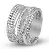 Two X Design Stack Ring for Women Men White Gold Plated Brass Twisted Ring Jewelry