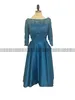 2023 Vintage Teal Abiti da damigella d'onore Raso africano Plus Size A Line Pizzo Ragazze Summer Wedding Guest Dress Sexy Jewel Neck Long Tea Lunghezza Abiti da damigella d'onore Immagine reale