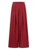 Autumn Women Wide Leg Pants Fashion High midja veckad byxor Casual Loose Pocket Elegant Palazzo Oversize Pantalon