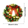 Flores decorativas Christmas Wreath Led Night With Bow Decoration Door pendurado Rattan Ornament Garland Decorações de natal decoração de casa 8