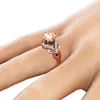 Z bocznymi kamieniami vintage Diamond 18K Rose Gold Ring Wedding Wedding Wedding For Women Pure Topaz Bague Anel Biżuter